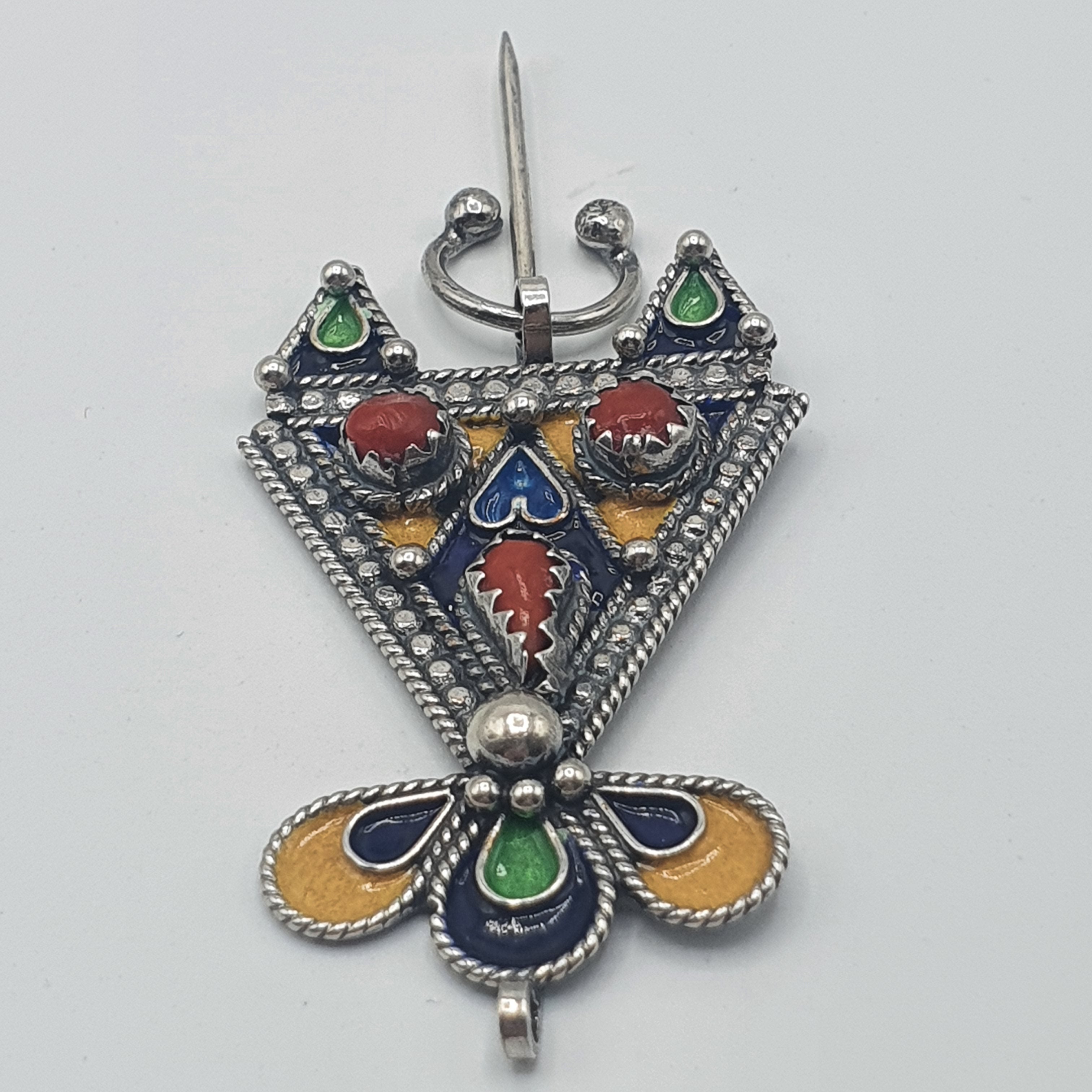 Old brooch, Arabic writing, Kabyle / ethnic, in solid silver