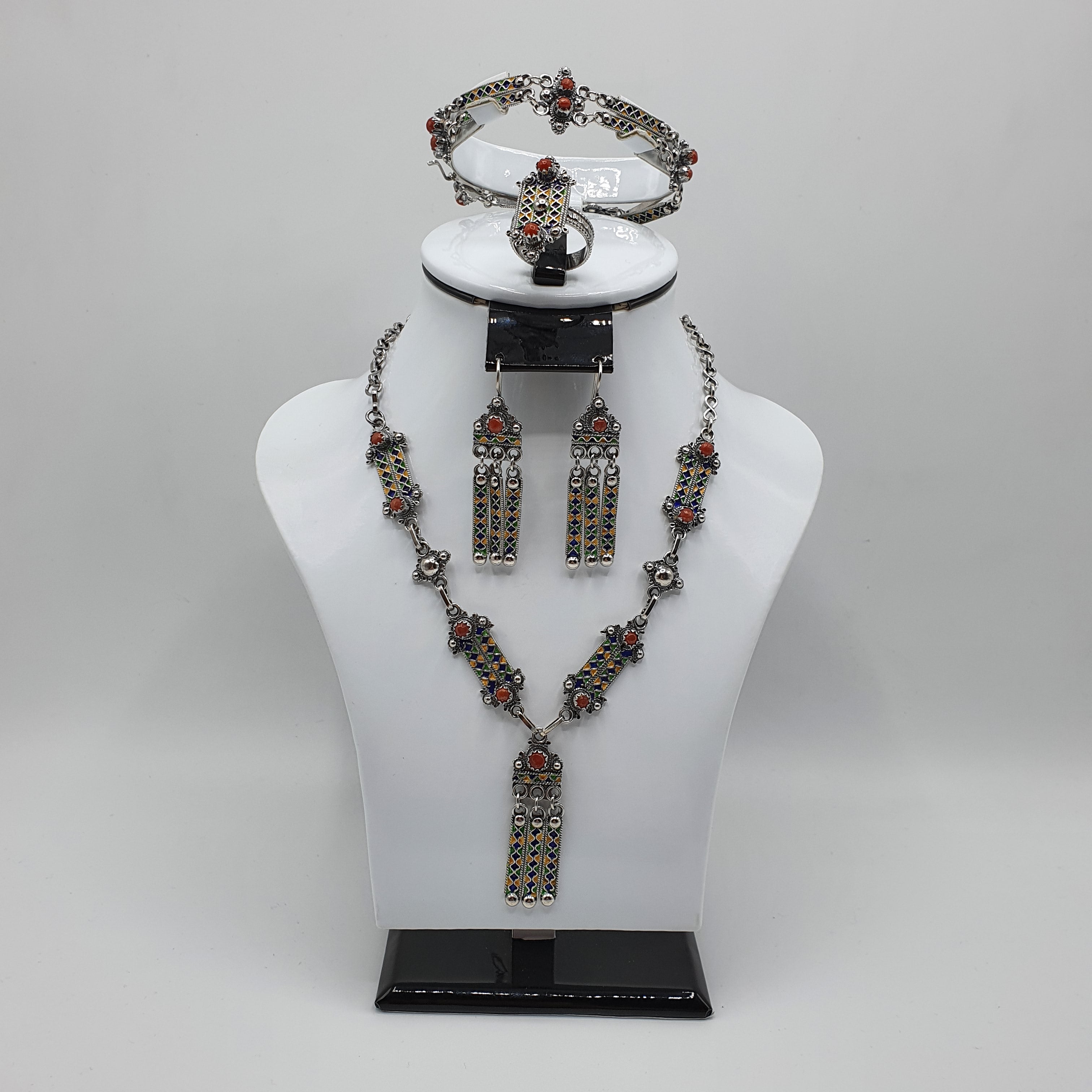 Parure De Bijoux Berbère Imitation Kabyle El Andaloussia - 4 Pièces En Acier Inoxydable Argenté, Neuf étiqueté
