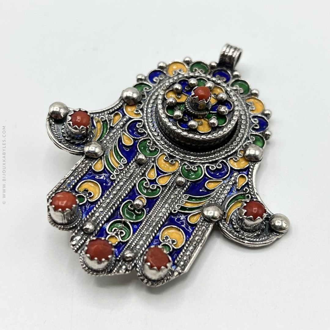 Broche Ancienne En Argent Massif 800 Motif Berbère - Bijou Ethnique D'Orient, Occasion
