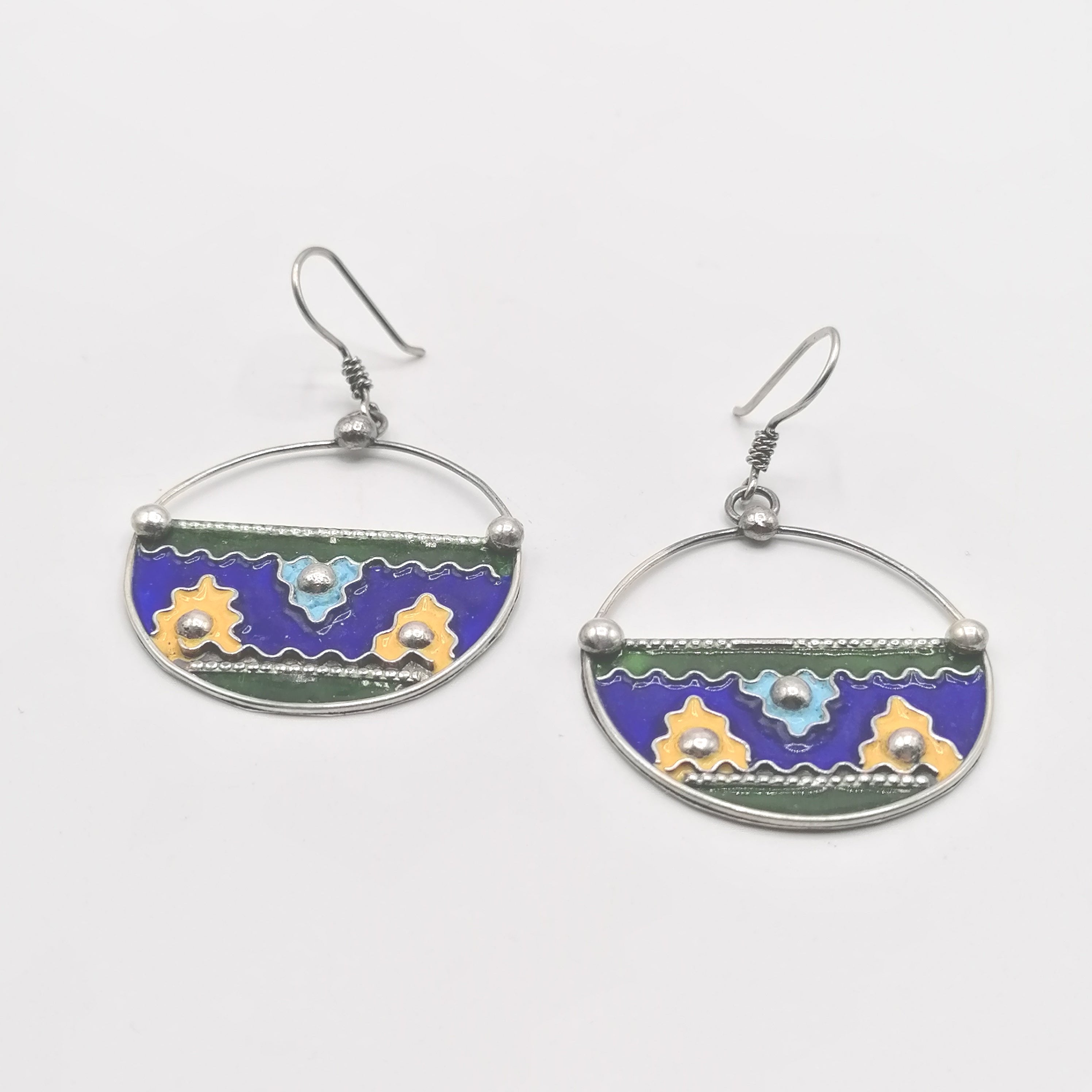 Boucles D'oreilles Kabyle Multicolores - Style Traditionnel Berbère - Occasion